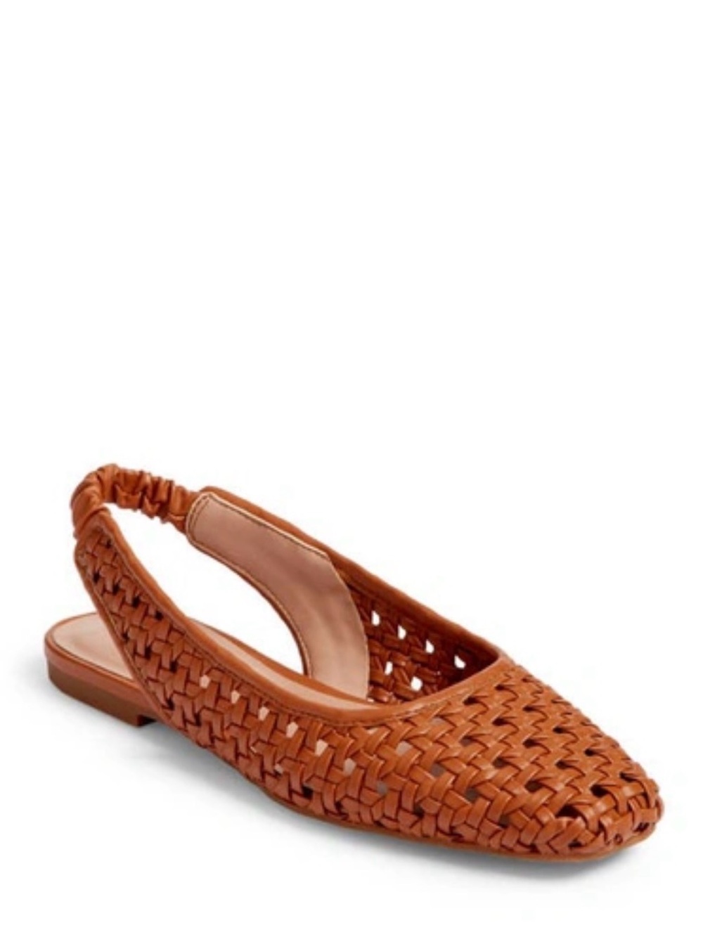 Nordstrom Woven Slingback Flat - Cognac Brown